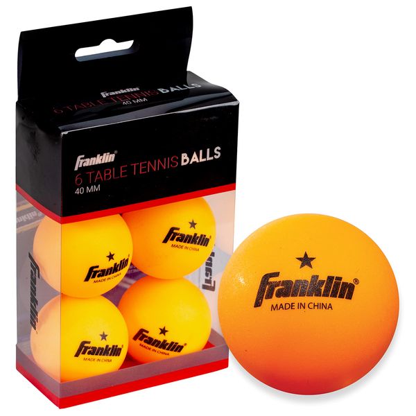 Franklin Sports Ping Pong Balls - Official Size + Weight Orange 40mm Table Tennis Balls - One Star Professional Ping Pong Balls - Durable High Performance Ping Pong Balls - Orange - 6 Pack