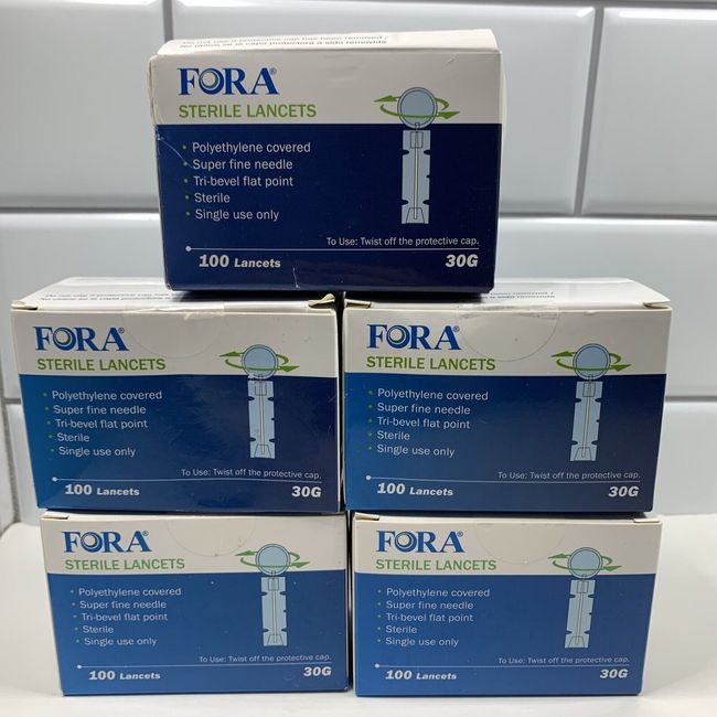 FORA Sterile Safety Lancets 30 Gauge Diabetic 5 Pack of 100 total 500 Sealed