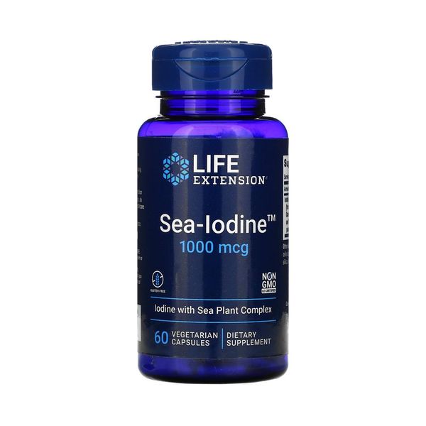 Life Extension Iodine Iodine 1000mcg 60 Vegetarian Capsules, 1ea, Basic, 60 Tablets