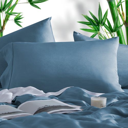 SLEEP ZONE Queen Pillowcase - 100% Rayon Blue Pillowcase Set of 2 Pack, Soft and Breathable Pillow Covers with Envelope Closure, 20x30 Inches