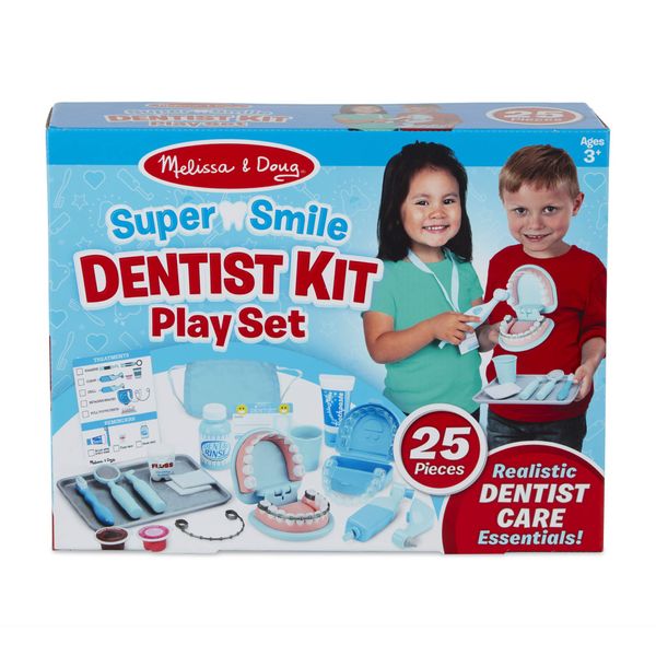 Melissa & Doug Super Smile Dentist Kit With Pretend Play Set of Teeth And Dental Accessories (25 Toy Pieces)