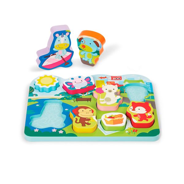 Skip Hop Baby's First Puzzle, Zoo Park Pals, Includes 8 puzzle pieces & puzzle board