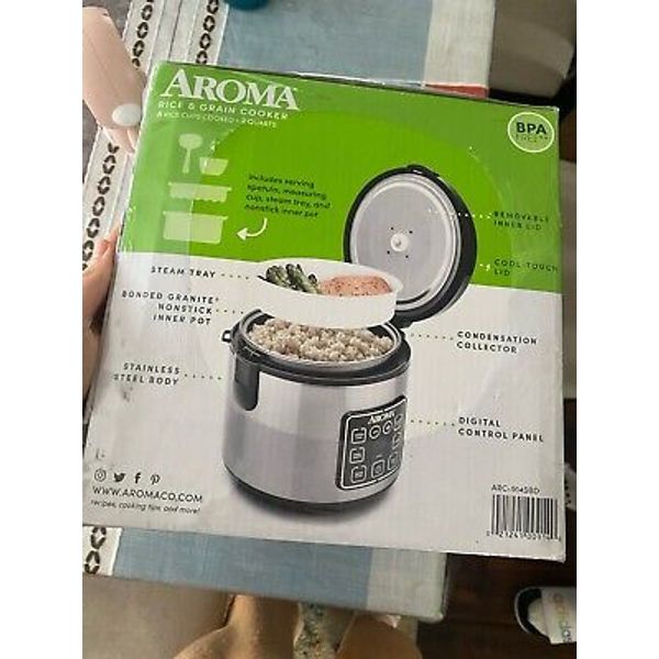 Aroma 8-Cup Programmable Rice & Grain Cooker, Steamer New Sealed