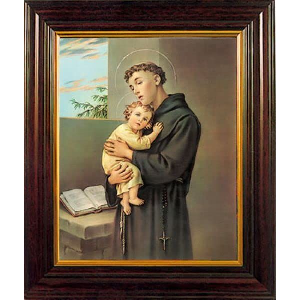 St Anthony Framed Picture Home Blessing Wooden Frame Religious Image