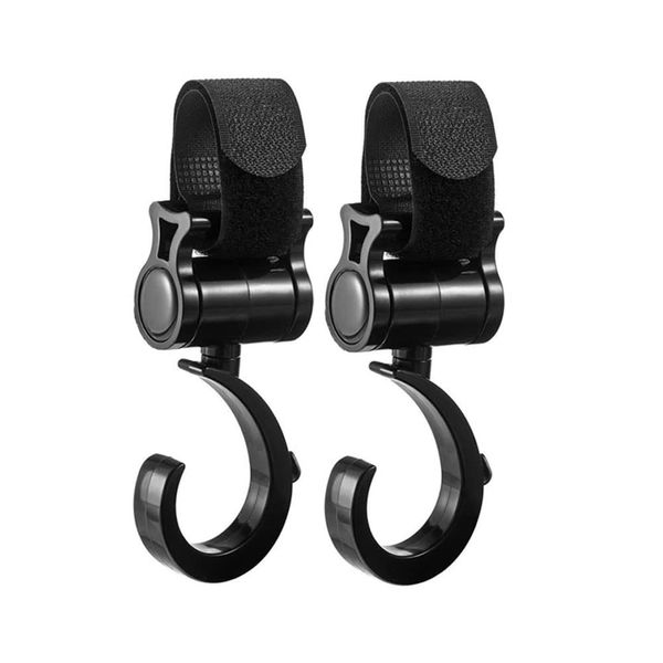 Samcos Baby Stroller Hook, Velcro Type, Multi Hooks, Anti-Slip, 360° Rotation, Load Capacity 44.1 lbs (20 kg), Luggage Hook, Bicycle Hook, Versatile Hook, (Set of 2)