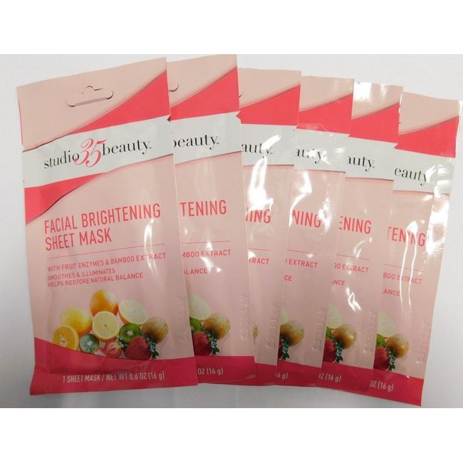 (PACK OF 6) Studio 35 Facial Brightening Sheet Mask With Fruit & Bamboo Extracts