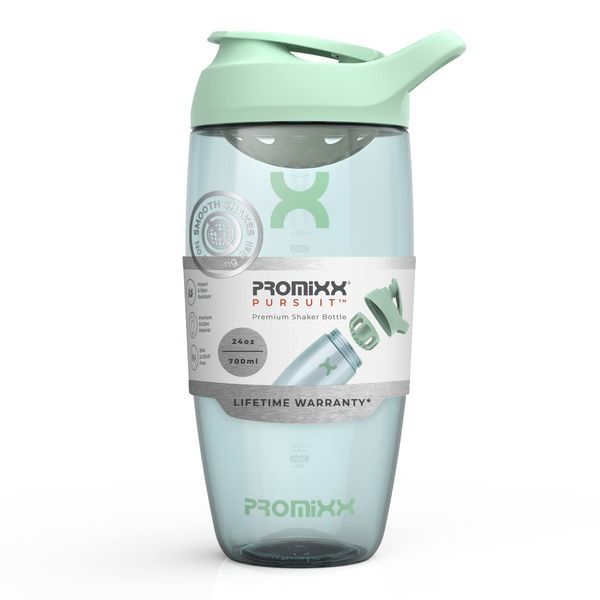 Promixx Pursuit Protein Shaker Bottle - Premium Shaker for Protein Shakes - Lifetime Durability, Leakproof, Odourless - 700ml / 24oz (Seagrass Green)