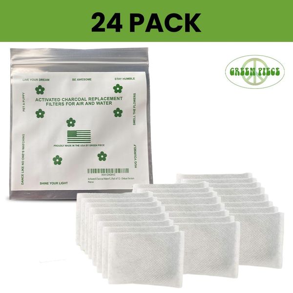 Green Piece® 24 Pack Overstuffed All-Natural Diaper Pail Deodorizer | Activated Charcoal Air Purifier Compatible with Diaper Pails, Shoe Closets, Trash Cans, Pets - Made in The USA by Green Piece