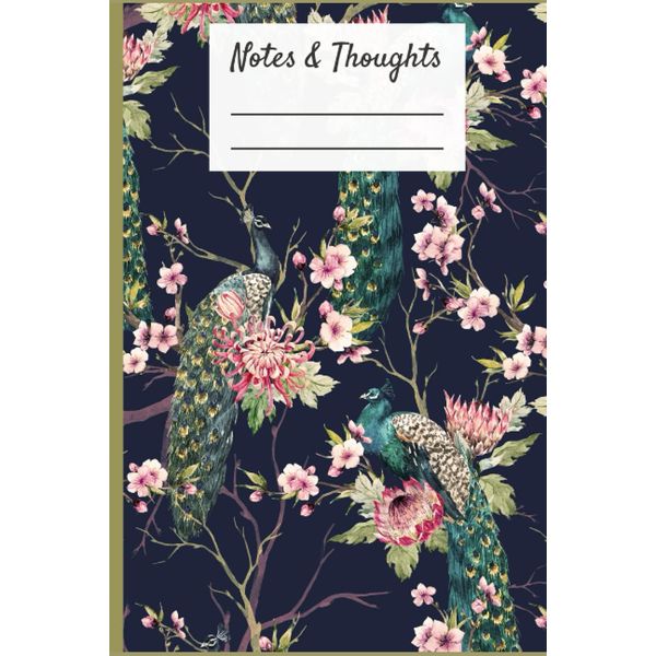 Notes & Thoughts: Beautiful Peacocks Blank Line Notebook