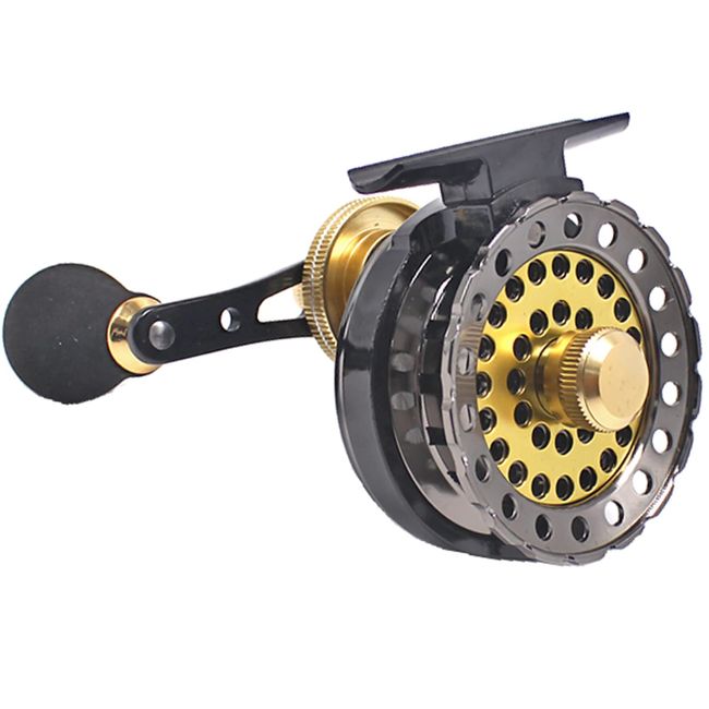 Wellvie Caset Fishing Squid Fishing Squid Fishing Squid Squid Drop Left-hand 2.6:1 Aluminum Machine Cut 6+1BB Raft Reel, Loofah Fishing Single Axle Reel Ticoro Reel (Gold)