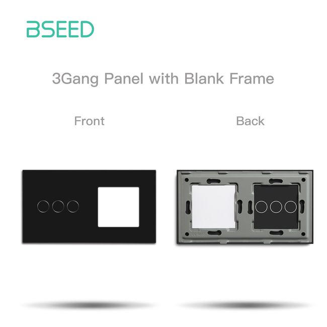 BSEED 1/2/3Gang WIFI Touch Switch Part Only Glass Panel Smart Dimmer  Curtain Switch Function DIY Part EU Wifi Socket Parts