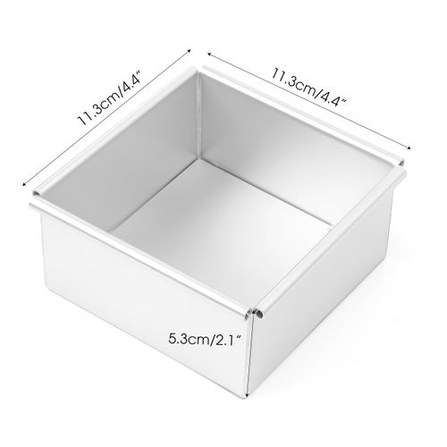 4 Inch Square Aluminum Cheesecake Pan with Removable Loose Bottom for Baking, Cake Mold Bakeware (4.4'' x 4.4'' x 2'')