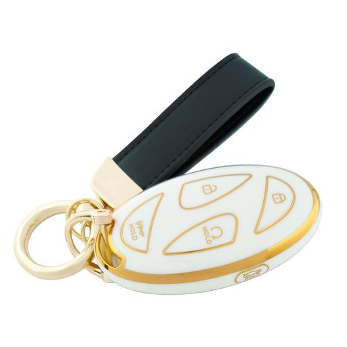 TPU Protector Key Fob Cover Case fit for Hyundai Tucson Elantra Santa Fe Kona Sonata IONIQ 2024 2025 Keyless Entry Key Fob (White, 5 Buttons)