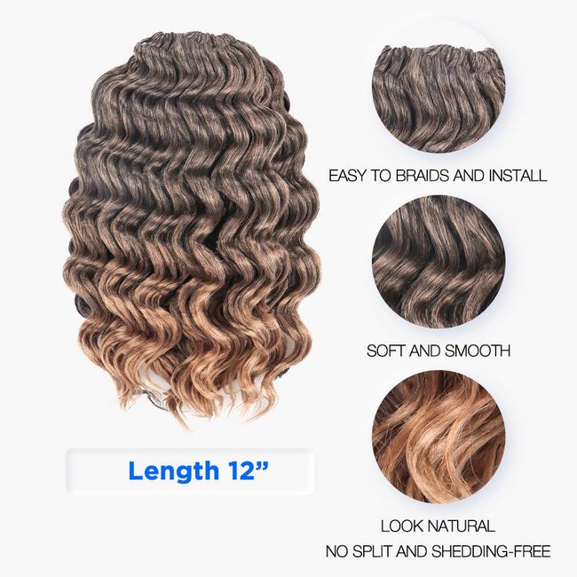 ToyoTree Ocean Wave Crochet Hair - 14 Inch 8 Packs Natural Black Crochet  Braids, Synthetic Braiding Hair Extensions (14 inch, 1B) 14 Inch (Pack of  8) 1B
