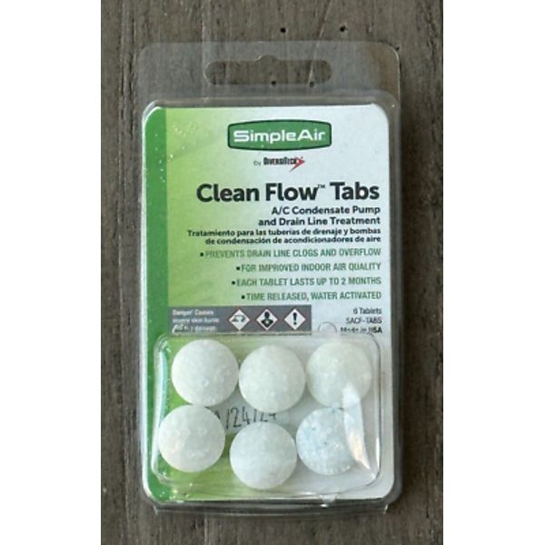 Simple Air Clean Flow Tabs A/C Condensate Pump & Drain Line Treatment 6 Tablets