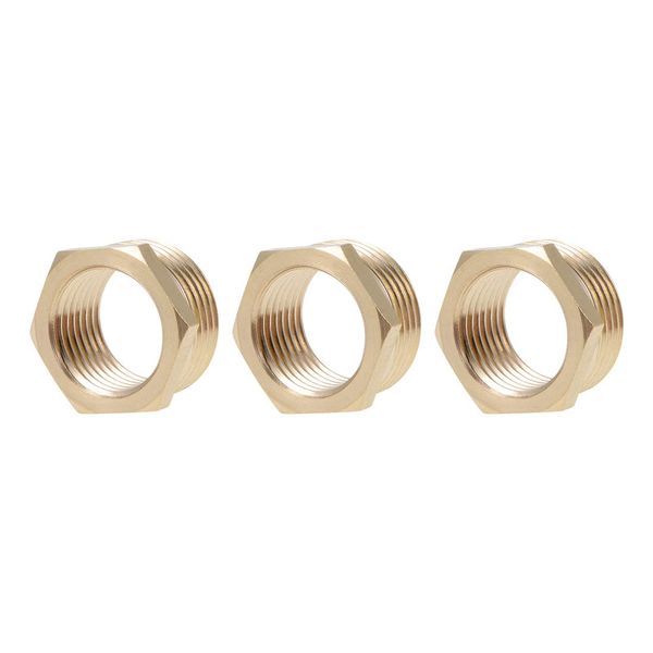 uxcell Brass Threaded Pipe Fitting Female Hex Bushing Adapter G3/4 Male x G1/2 Female 3pcs