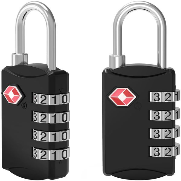 Diyife TSA Luggage Locks, [Updated Version][2 Packs] 4-Digit Security Padlock, Combination Padlocks, Code Lock for Travel Suitcases Luggage Bag Case etc. Black