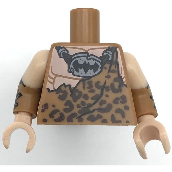 Lego New Medium Dark Flesh Torso Batman Muscles Outline with Animal Print Top