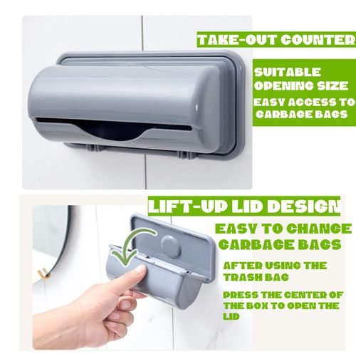 Trash Bag Dispenser, Wall Mount Garbage Bag Dispenser Small Bin Liner Kit Trash Can Liner Dispenser Wall Mount Garbage Bag Dispenser for Kitchen Bathroom Toilet (3Pcs-A)