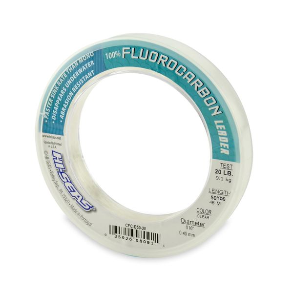 Hi-Seas 100% Fluorocarbon Leader, Clear, 20 Pound Test, 50-Yard