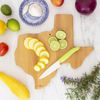 Texas Shaped Bamboo Cutting Board with Engraved Artwork and Wall Decor Option