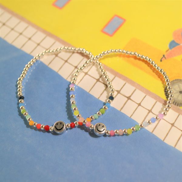 Handmade Cute Acrylic Smile Point Rainbow Bead Bracelet Spring Accessories Friendship Bracelet