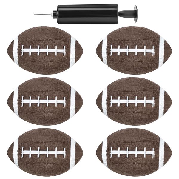 Shindel Mini Inflatable Footballs, 6 Pack Brown Football 6.3 Inch Waterproof Football Toys, for Kids Perfect Outdoor and Indoor Games, Football Lovers Gifts, Super Bowl LVII Party Favors