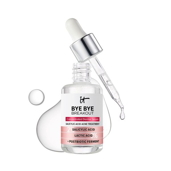 IT Cosmetics Bye Bye Breakout 2% Salicylic Acid Acne Treatment Serum, Helps Reduce Pimples in 3 Days & Fades Look of Post-Acne Marks in 8 Weeks, Facial Skin Care Product with 3% Lactic Acid - 1 fl oz