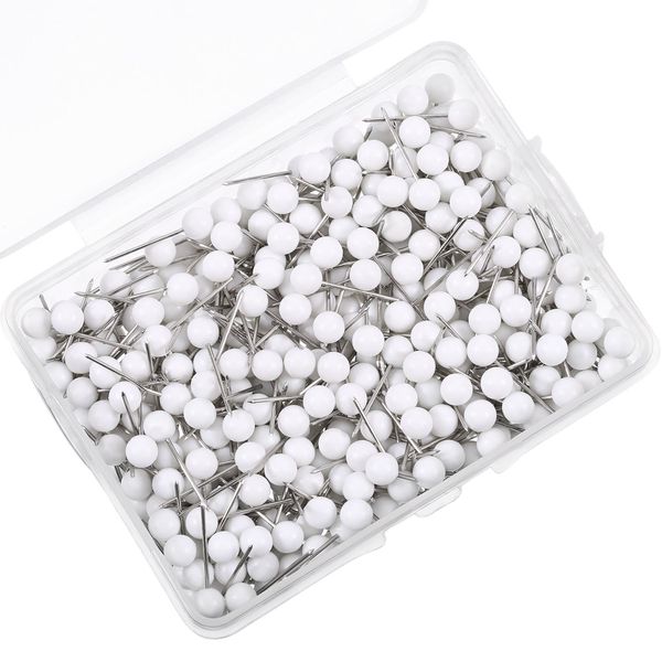 500 Pack Map Push Pins Map Tacks Small Size (White, 1/8 Inch)