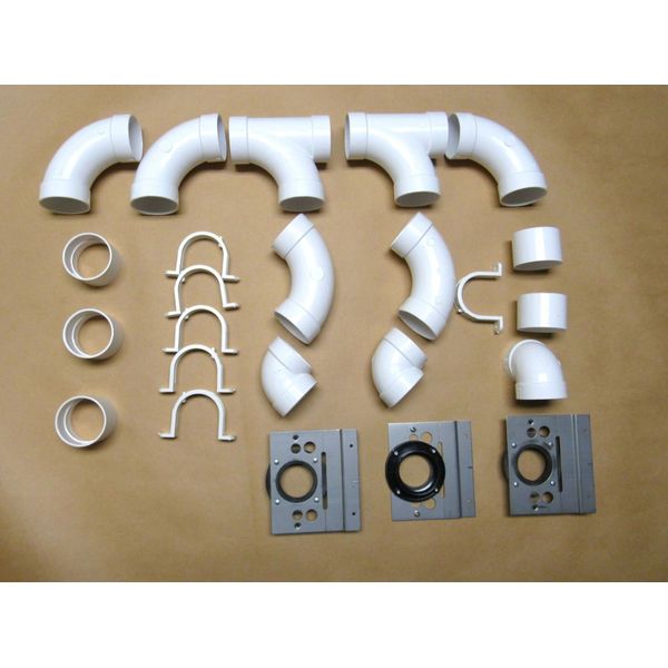 24pc Central Vacuum PVC Rough-in fitting kit 3 Inlets (24) pieces