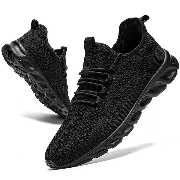 Linenghs Mens Trainers Running Shoes Lightweight Gym Trainers Summer Tennis Sports Shoes Fitness Outdoor Sneakers Black 9