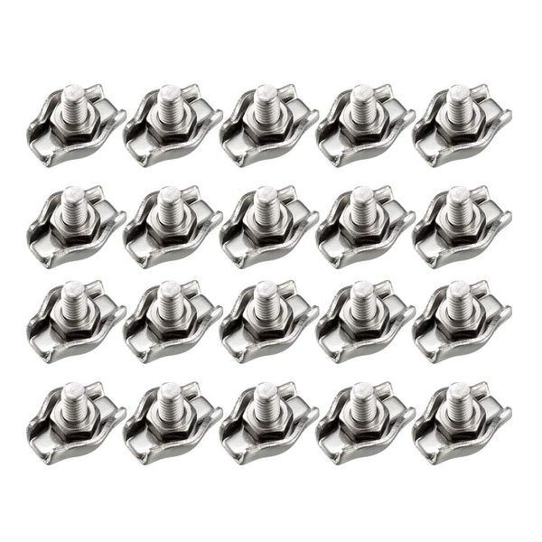 uxcell Single Wire Rope Clips Cable Clamp 304 Stainless Steel 0.8mm-1.5mm Rope 20pcs