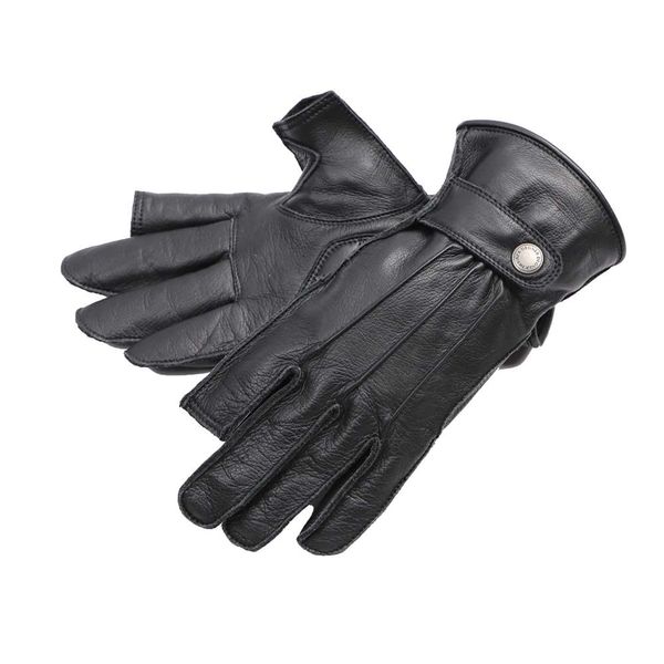 Degner TG-92 Fingerless Leather Gloves, Black