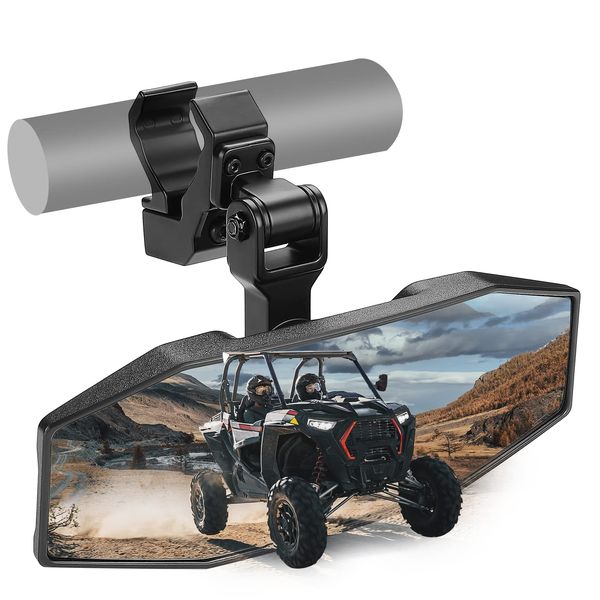 KEMIMOTO UTV Center Mirror, Adjustable Aluminum Clamp UTV Rear View Mirrors Fits 1.5"-2" Roll Cage and Compatible with Polaris Ranger/Polaris RZR/Pioneer/Talon/Kawasaki KRX/Mule/Can Am X3/ CFMOTO