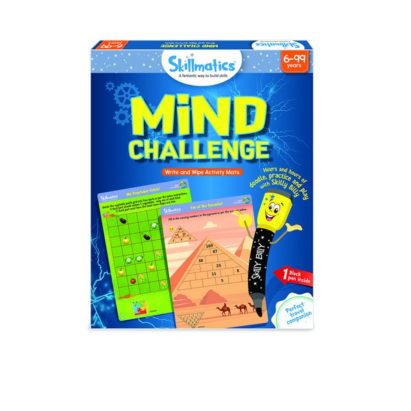 Skillmatics Educational Game : Mind Challenge | Reusable Activity Mats with Dry Erase Marker | Gifts, Travel Toy & Learning Tools for 6 Year Olds and Up