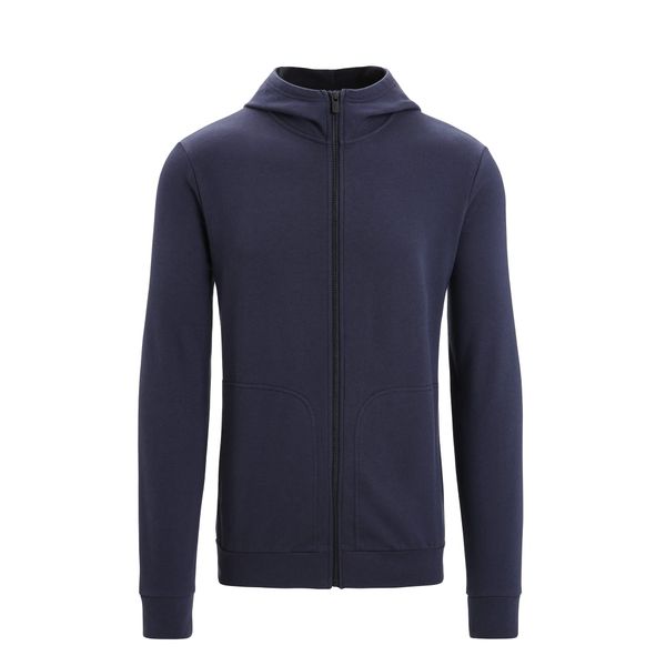 Icebreaker Langärmeliges Sweatshirt mit Reißverschluss und Kapuze Central Classic Herren - Midlayer Merinowolle Oberteil, Zip up Sweatshirt, Laufshirt - Midnight Navy, L