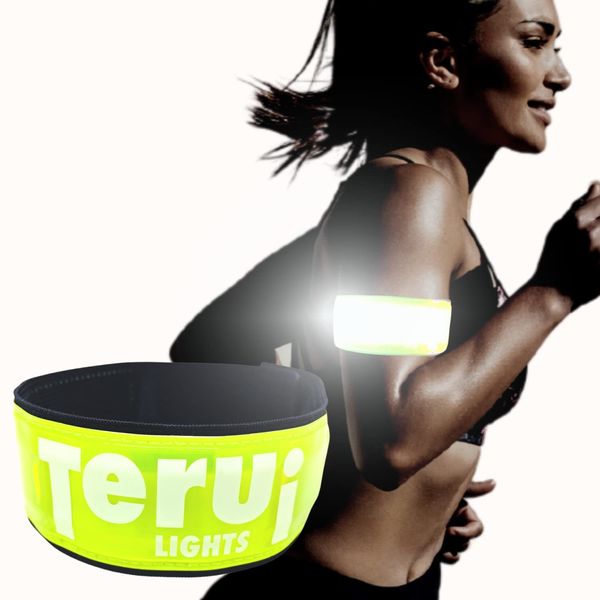 Terui Lights LED Fluorescent Armband, Super Fluorescent and Super Reflective for Excellent Visibility Night Running Light, Walking, Cycling, Sleeve Band, Reflector, Accident Prevention, Visibility, Safety, TERUI LIGHTS