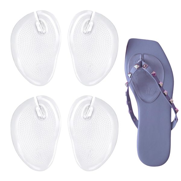 Topatrol Toe Pad Thong Insole, Shock Absorption, Anti-Slip, Silicone Gel, 2 Pairs, 4 Pieces, Toe Insole, Thong Cover, Toe and Thong Protection, Prevents Slipping, Pain Relief, Beach Sandals, Footwear,