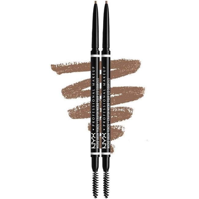 NYX Professional Makeup Micro Brow Pencil Doppelpack, Doppelseitig mit ausdrehbarem Augenbrauenstift und Bürstchen, Vegane Formel, Farbton: Taupe