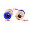 sourcingmap 5pcs 1/2BSP Male to 12mm OD Quick Release Pneumatic Fitting Connector