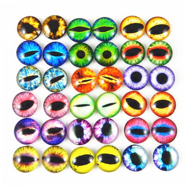 Julie Wang 100PCS/Pack Wholesale in Bulk Assorted 8mm Round Glass Dragon Eye Covered Cabochons For Doll Making and Jewelry Settings