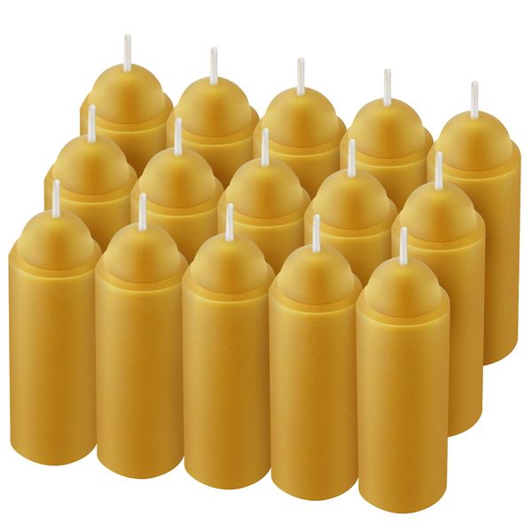 Dunkive 15 Pcs 15H Natural Beeswax Candles for Candle Lanterns, Emergency Candle for Outdoor Survival, Smokeless Long Lasting Bougie for Home Power Outages, Emergency, Survival(Yellow,Beeswax)