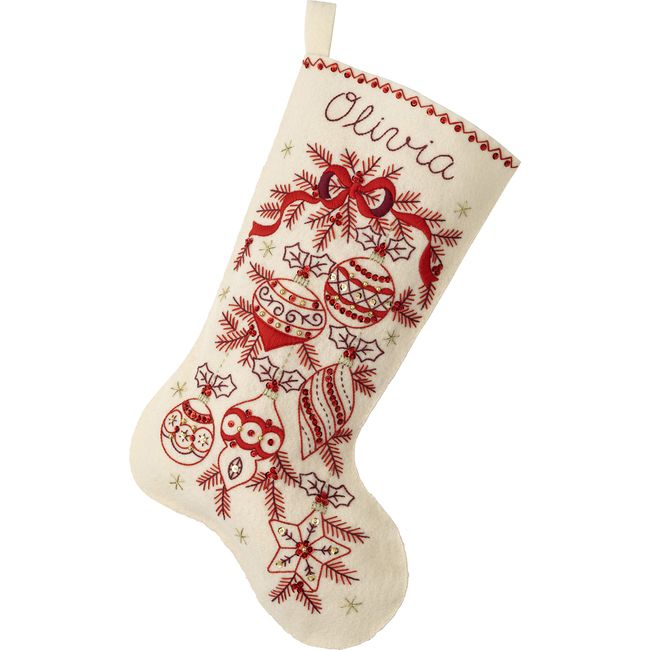 Bucilla Felt Applique 18" Stocking Making Kit, Classic Christmas, Perfect for DIY Arts and Crafts, 89532E