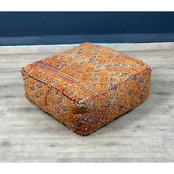 Moroccan Handmade Pouf Berber Orange Kilim Rug Floor Cushion Ottoman Footstool