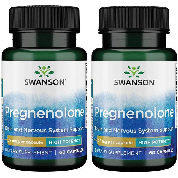 Swanson High Potency Pregnenolone 25 Milligrams 60 Capsules (2 Pack)