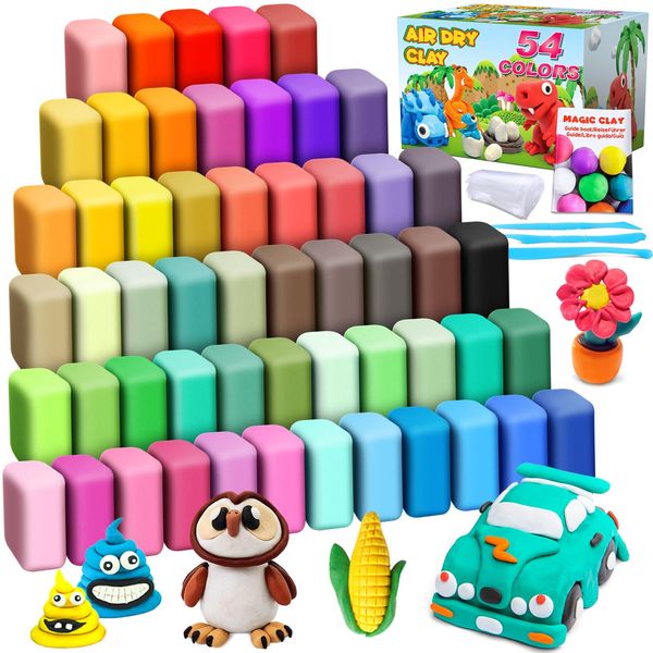 ESSENSON Air Dry Clay 54 Colors, Modeling Clay for Kids, DIY Molding Magic Clay for with Tools, Toys Gifts for Age 3 4 5 6 7 8+ Years Old Boys Girls Kids