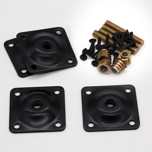 Litoexpe 4 Sets Mounting Plates for Furniture Legs, M8 Furniture Couch Legs Attachment Plates ith Hanger Bolts Screws for Furniture Sofa Couches Seats