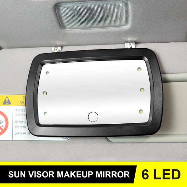 Sun Visor Vanity Mirror PORTABLE 6 LED Lighted Clip-On Car Interior makeup Shade
