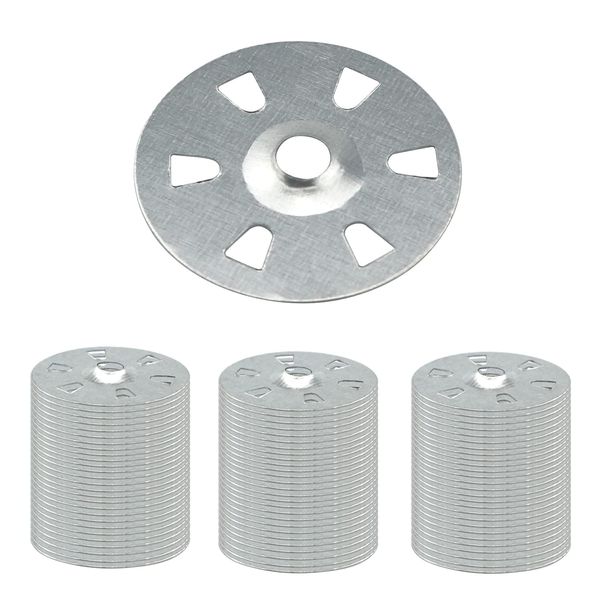 Lemiyoo 150 Pcs Insulation Fixings Washers,35mm Diameter Tile Backer Board Washers，Galvanised Metal Claw Washers Easy To Fix Plasterboard,Foam Board,Insulation Board,Gypsum Board (35mm)