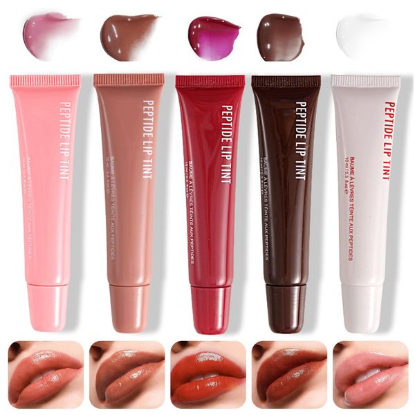 DOOCECIY 5 PCS Lip Gloss Set for Girls, Tinted Lip Oil Lip Stain for Hydrating Lip Care